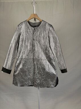 Size 12 Leather Jacket Bano eeMee Silver Perforated